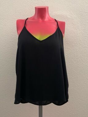 Black Chiffon Racerback Cami Tank Top Size Medium